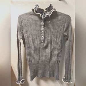 Ruffled grey Anne Fontaine sweater, European size 40